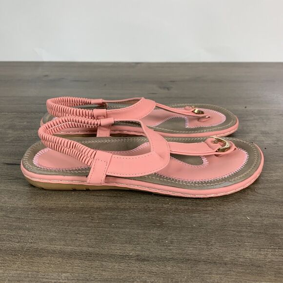 Socosands Womens Sandals Size 8 EUR 39 Orange Comfort Slip On Padded New T Strap - Picture 7 of 10